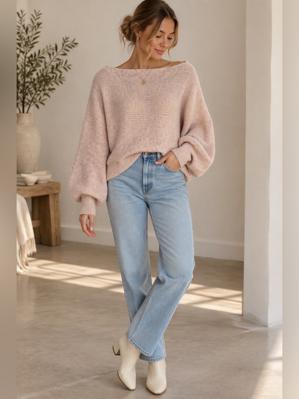 Dreamers boatneck speckled sweater